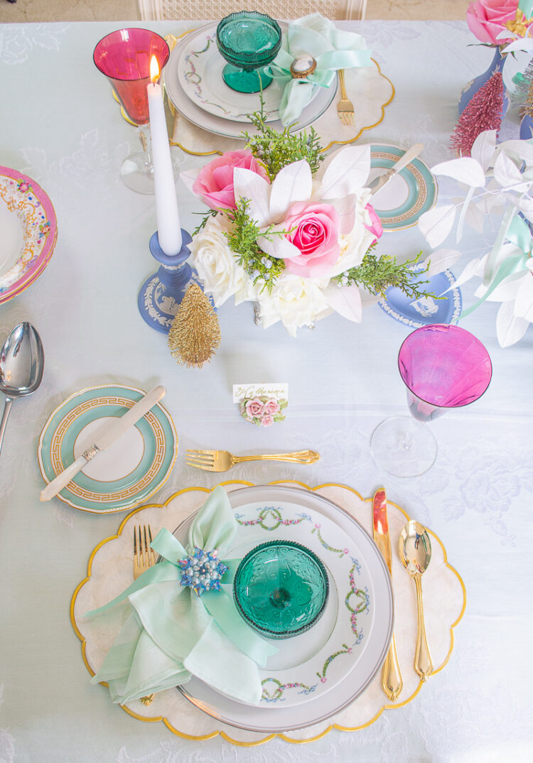 A Dreamy Pastel Christmas Table in Jasperware & Jewels Pender & Peony A Southern Blog
