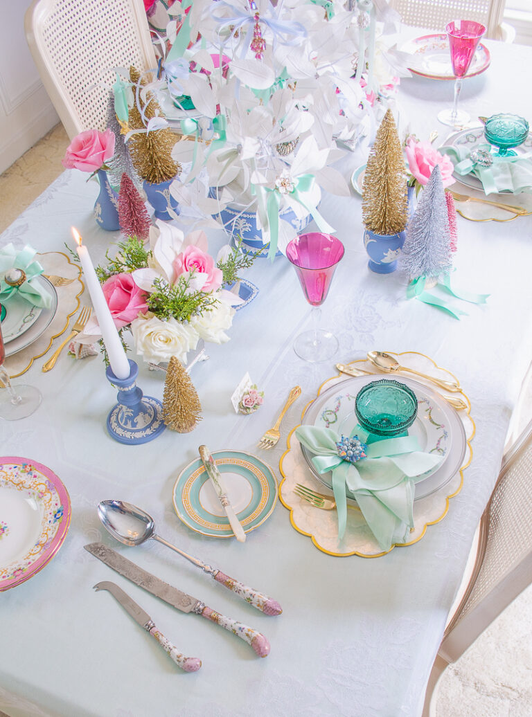 A Dreamy Pastel Christmas Table in Jasperware & Jewels Pender & Peony A Southern Blog
