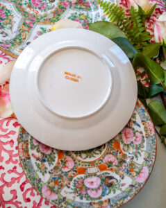 Back view of Rose Canton plate with "Made in China" mark in red