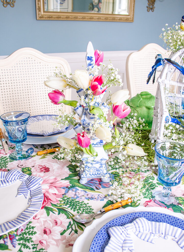 Songbird & Tulipiere Spring Centerpiece - Pender & Peony - A Southern Blog