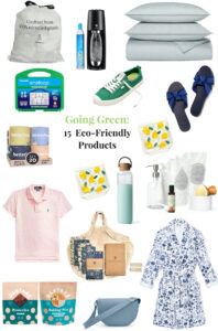 Collage of 15 eco-friendly products to use in your efforts going green