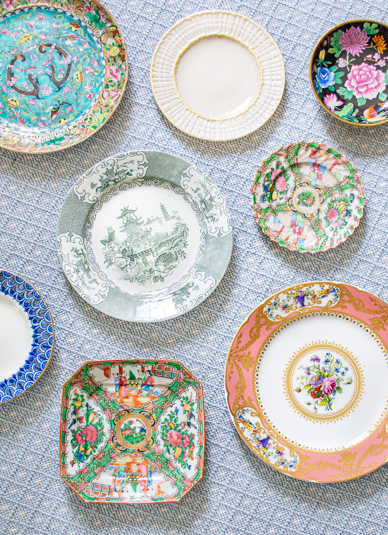 Collector's Notes series - the basics of antique plates, dishes, china - flat lay of antique plates