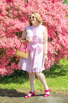 Katherine in pink gingham ruffle dress from Elizabeth Wilson Designs