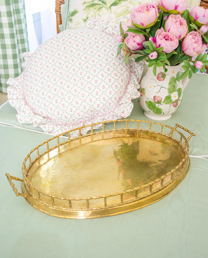 Vintage brass bamboo tray