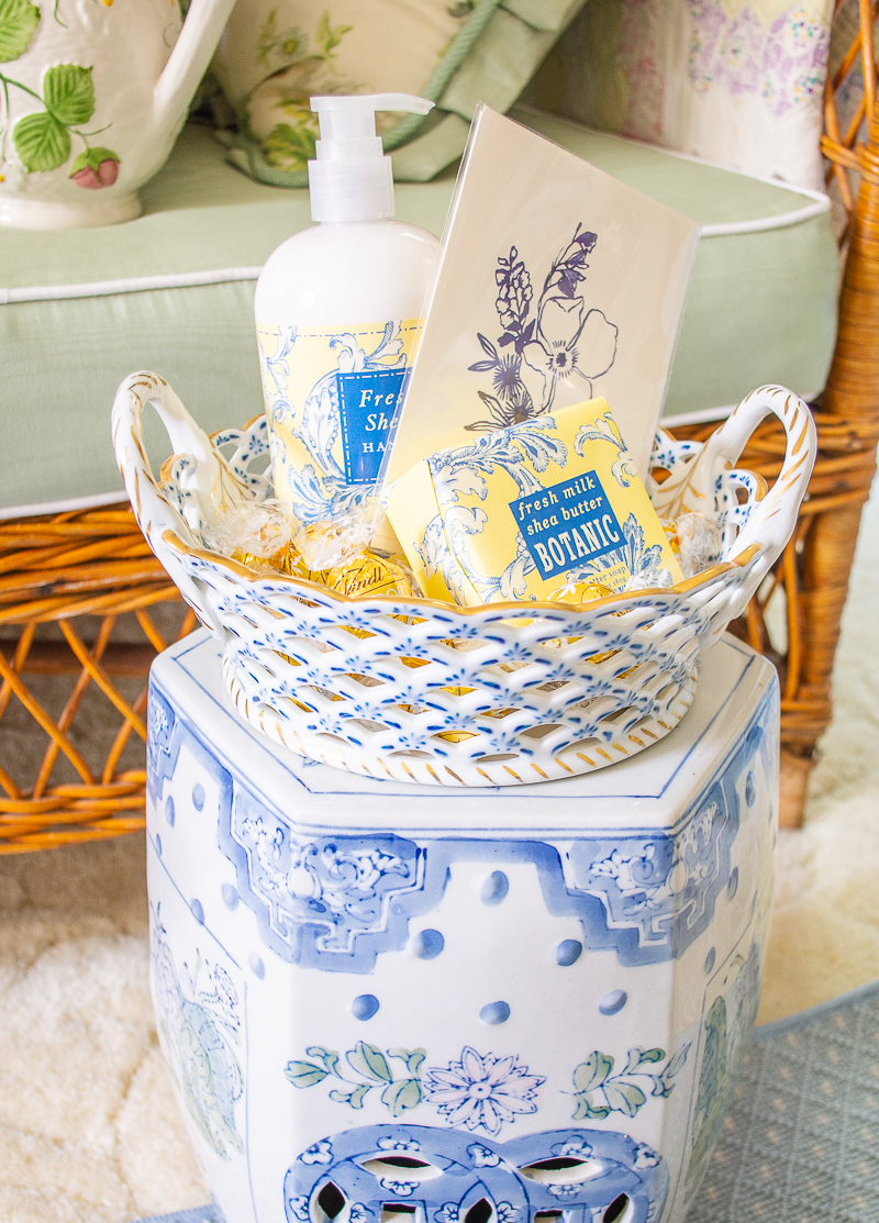 Fill a gorgeous vintage bowl or basket with mom's favorite skin care products for a special Mother's Day gift