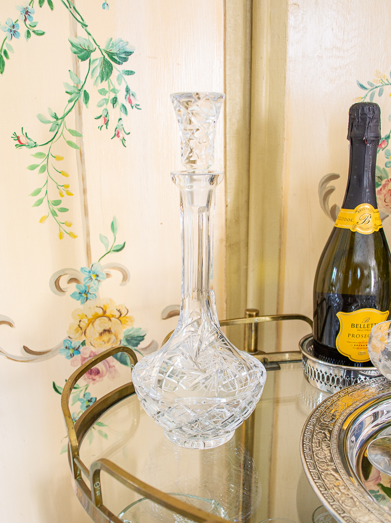 Elevate your bar cart decor with a gorgeous cut crystal decanter from Waterford