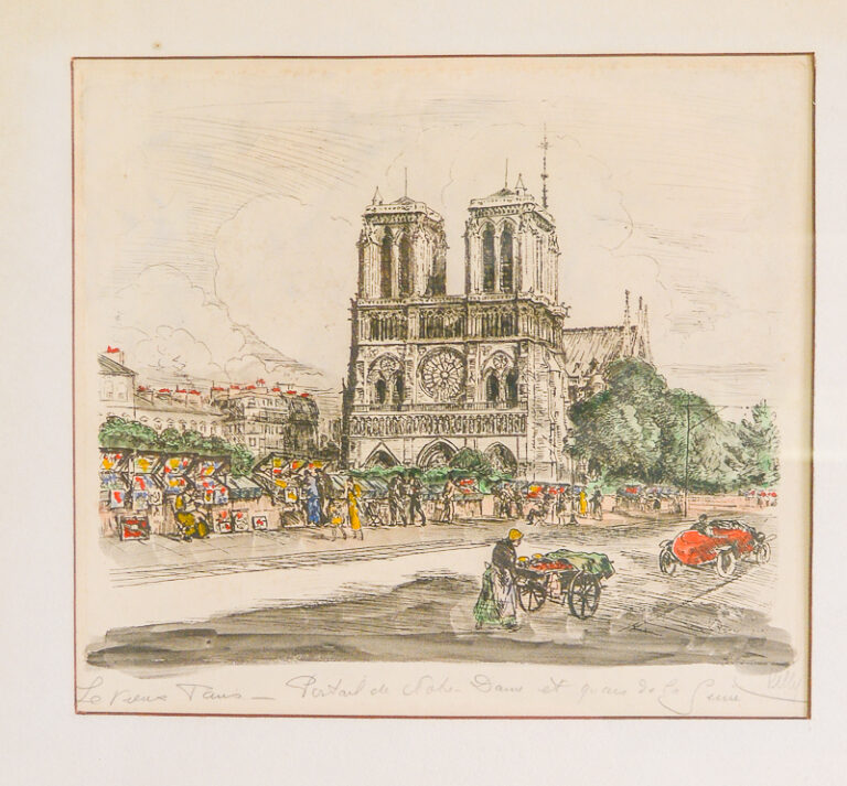 Andor Dobai Szekely Paris street scene etchings Notre Dame