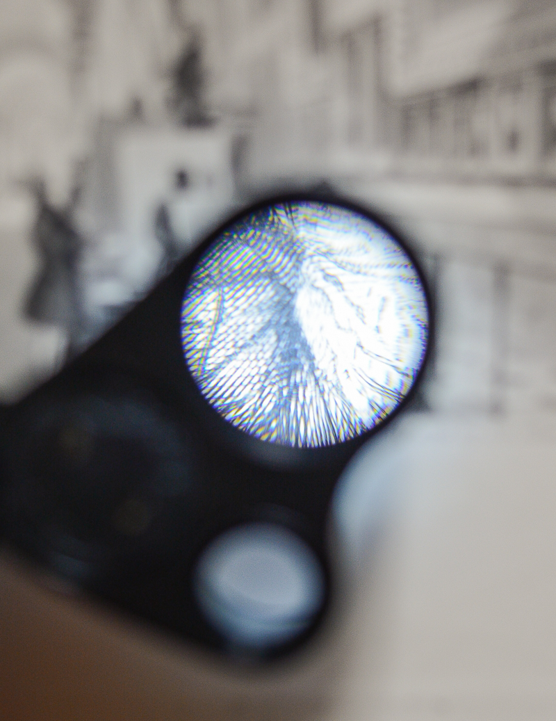 The magnified view from a loupe