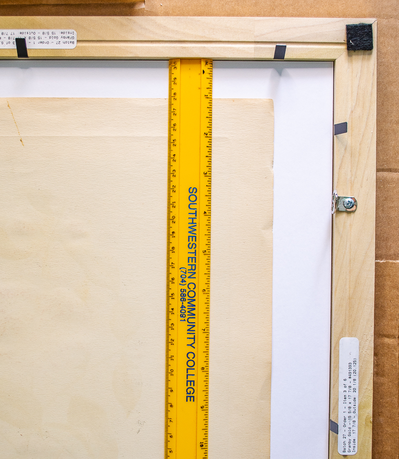 Measure to align print within mat opening
