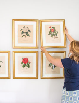 Katherine hangs botanical art in grid gallery wall