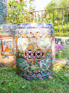 Geisha garden stool, vintage Chinese export ceramic stool