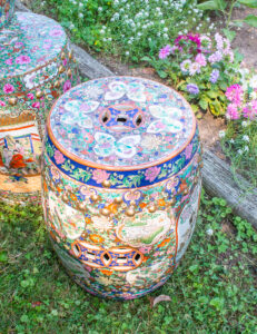 Geisha garden stool, vintage Chinese export ceramic stool