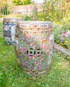 Vintage Mandarin garden stool - Famille Rose, Chinese export