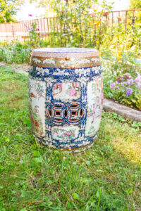 Midnight in the garden Chinese export stool - vintage