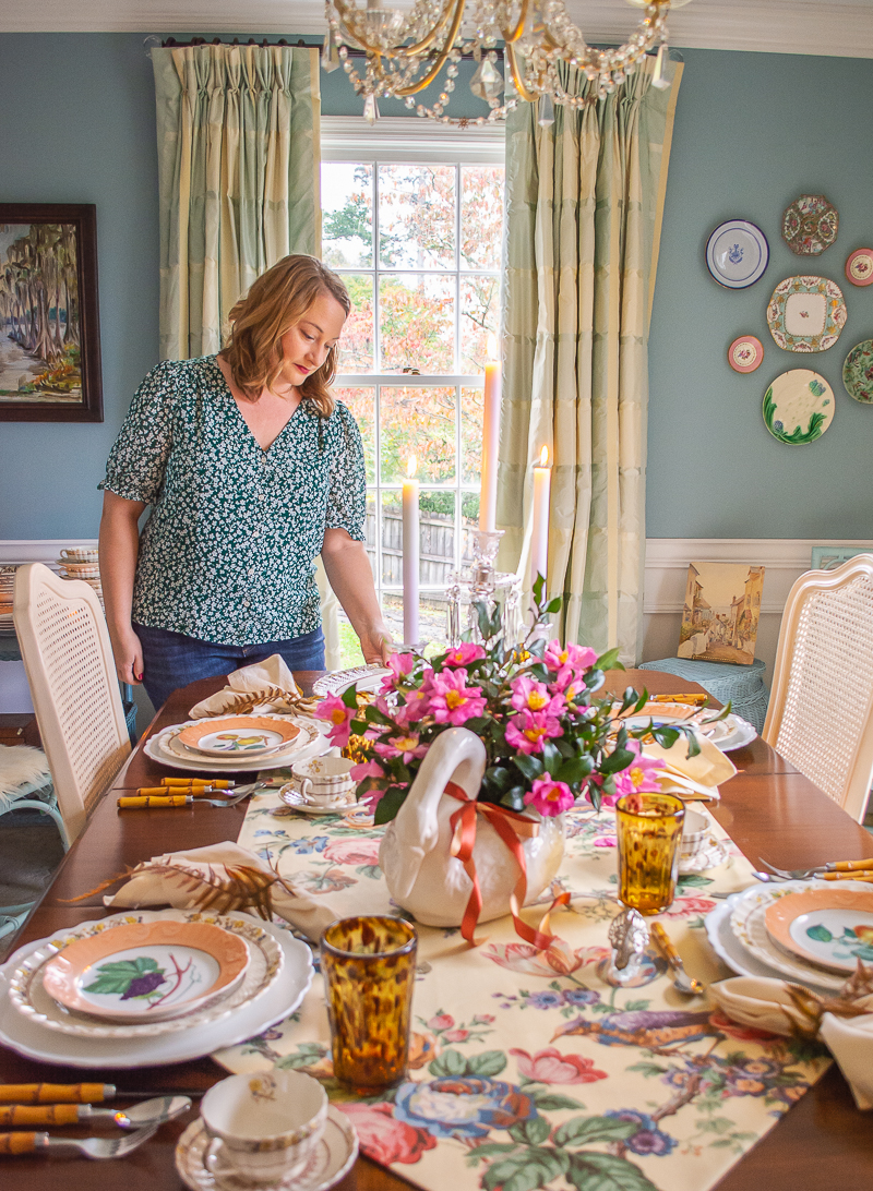 Katherine sets Thanksgiving tablescape with maximalist look