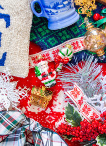 Après ski flat lay Christmas decorating inspiration