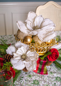 Magnolia centerpiece on dining table