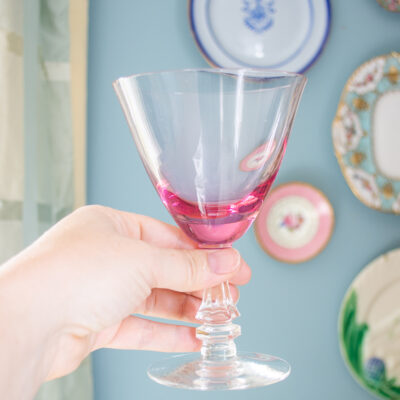 Pink crystal goblets, set of 8 - perfect for martinis
