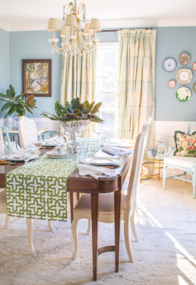 Katherine's blue and white dinning room shows my advice on how to decorate with blue