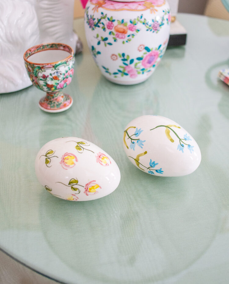 Secla Portugal floral Easter eggs, pair
