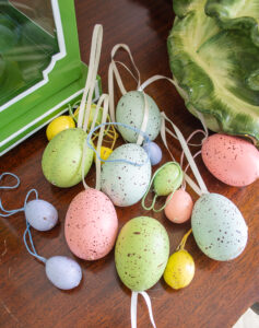 Speckled eggs made into ornaments
