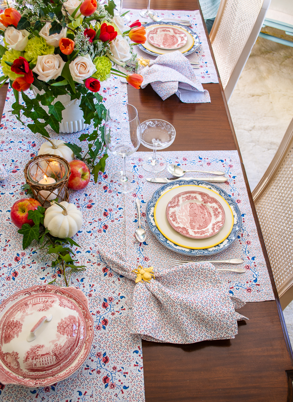 Play with mixing textures and sheens on your tablescapes to practice layering