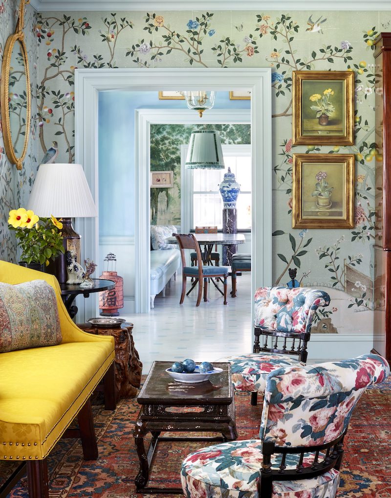 Sitting area with antique Oriental rug