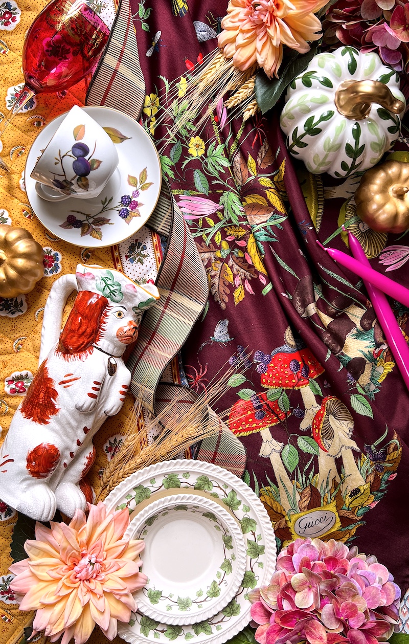 flatlay mood board for autumn decorating and entertaining