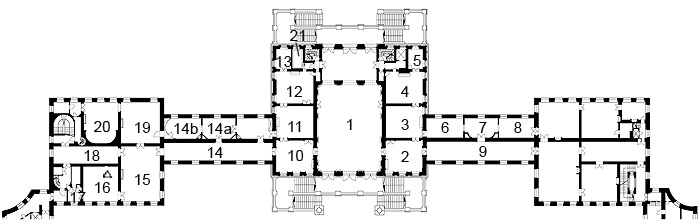 Layout of Nymphenburg Palace, room 15 is The Hall of Beauties