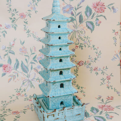 aqua blue ceramic pagoda