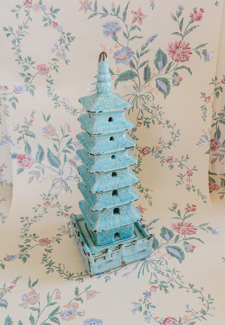 aqua blue ceramic pagoda