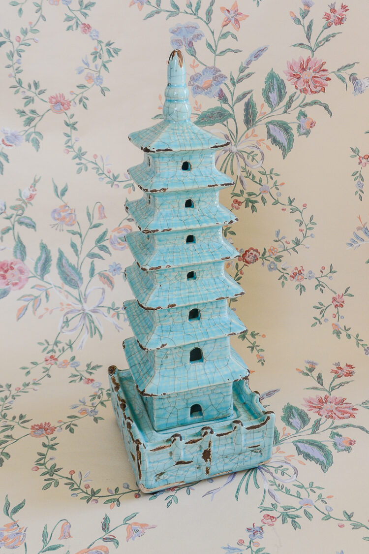 aqua blue ceramic pagoda
