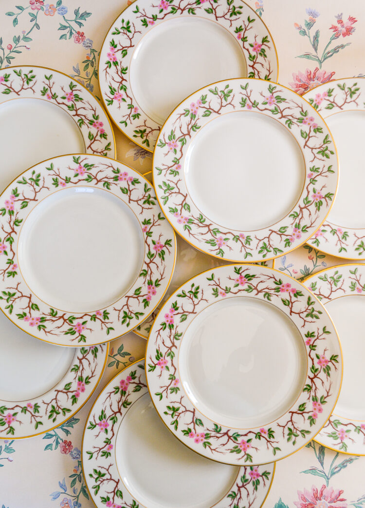 Franciscan Woodside salad plates with pink flowering branches