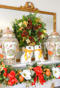 Two ideas for dressing up a pretty evergreen wreath with pinecones.