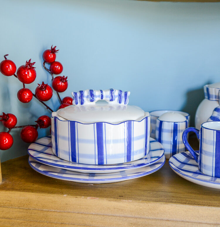 Shop these charming Papel blue and white plaid bow dishes on penderandpeony.com