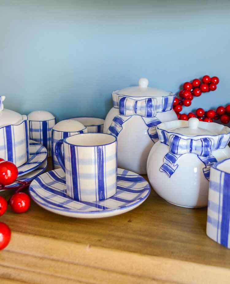 Shop these charming Papel blue and white plaid bow dishes on penderandpeony.com