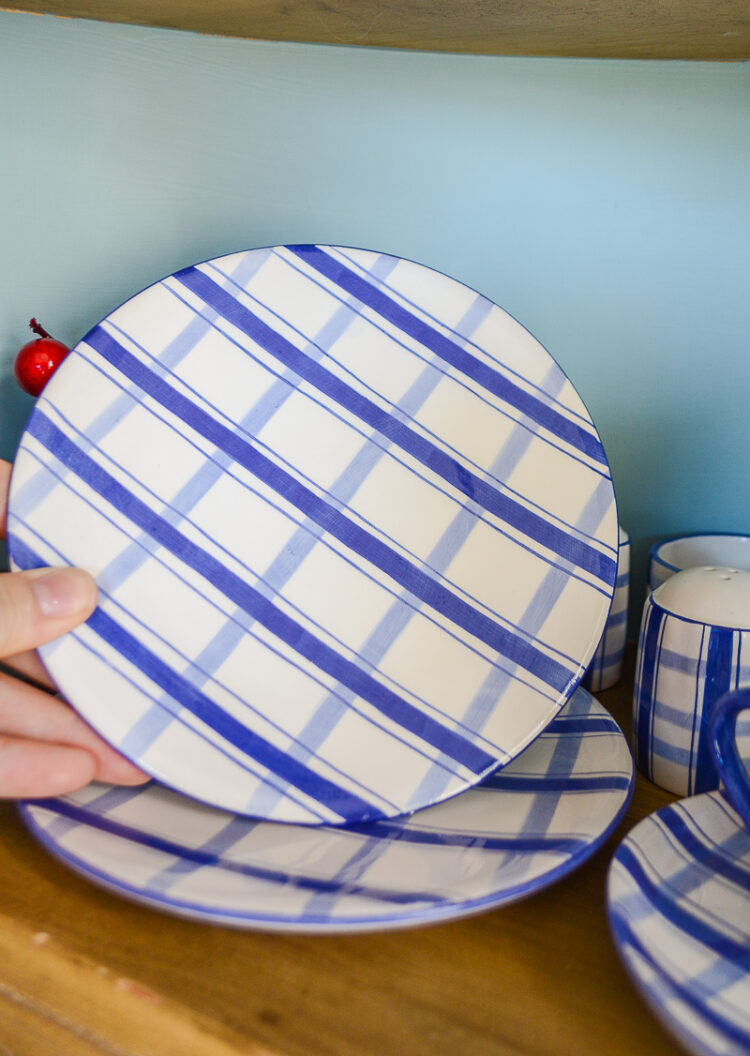 Shop these charming Papel blue and white plaid bow dishes on penderandpeony.com