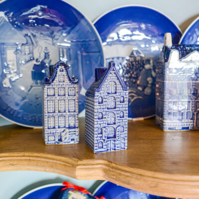 Delft Blue Dutch canal houses available on penderandpeony.com