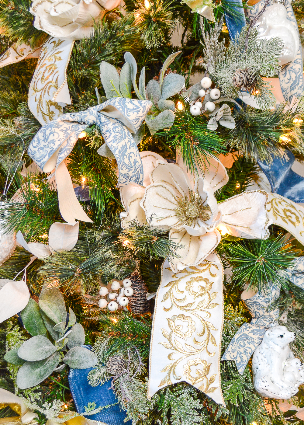 Blue & White Paisley Scroll Cotton Ribbon - Image 2