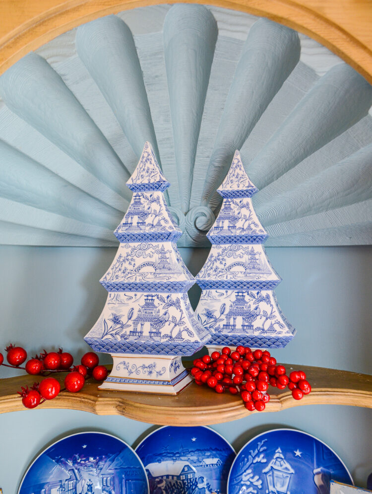 Shop these blue and white Chinoiserie ceramic trees on penderandpeony.com