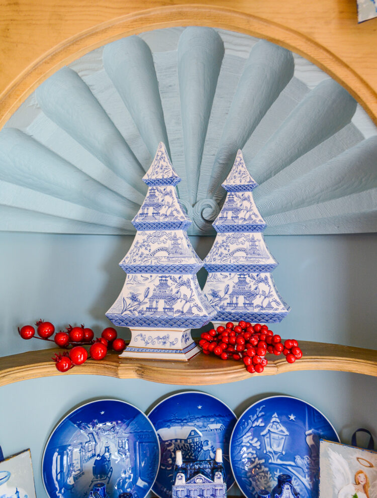 Shop these blue and white Chinoiserie ceramic trees on penderandpeony.com