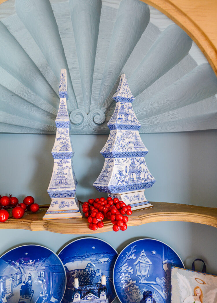 Shop these blue and white Chinoiserie ceramic trees on penderandpeony.com