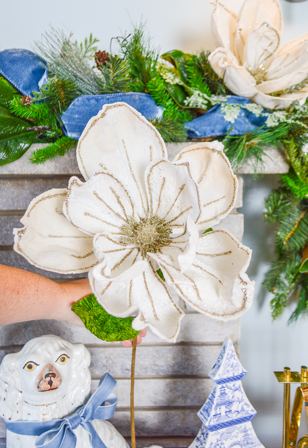 Glitter Felt White Magnolia Blooms - Pender & Peony - A Southern Blog