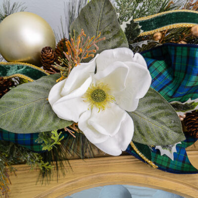 White real touch magnolia bloom stem