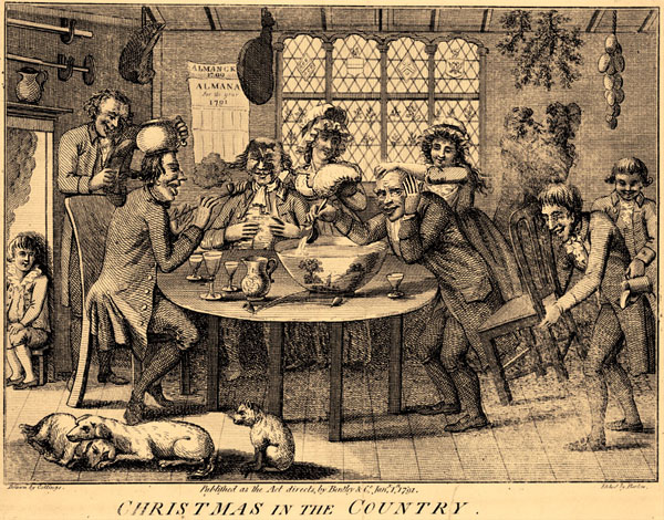 18th century print showing Christmas celebrations.