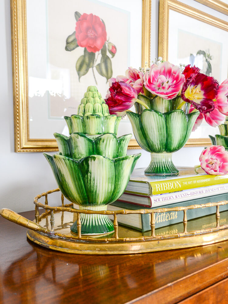 Shop this small green artichoke tulipiere on penderandpeony.com