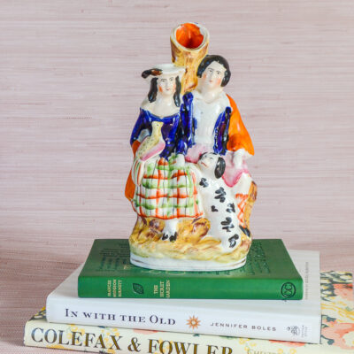 Staffordshire Spill Vase Couple with Bird and Spaniel