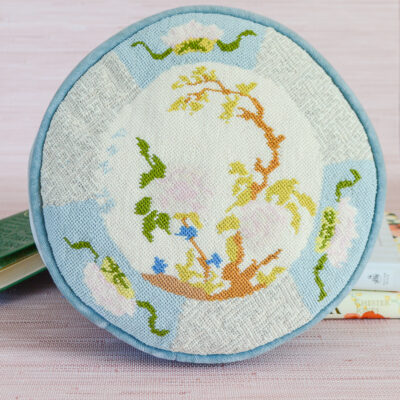 Chinese Floral Needlepoint Pillow