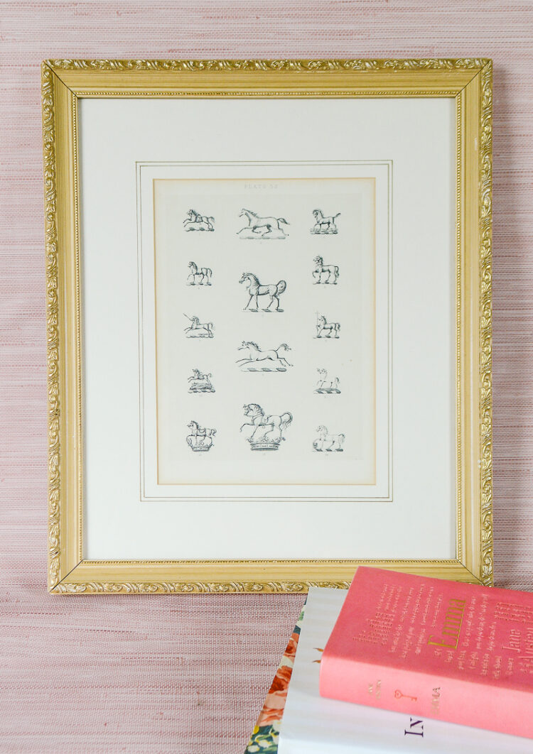 Horse Print in Gold frame