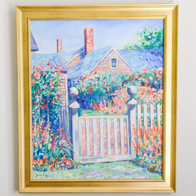 Shop this gorgeous garden painting by Sally Legg titled "Cape Cod Gate" on penderandpeony.com